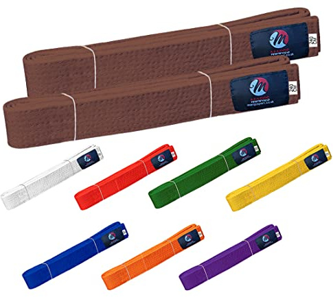 Karate Belt Multiple Colors Martial Arts Taekwondo Sports Belt Judo Karate Belt (260cm, Brown (Pack of 2))