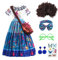 Mirabel Mädchen Kleid, Mirabel Madrigal Cosplay Kostüm Mirabel Kleider Feen Kostüm, Mirabel Ballerina Kleid mit Tasche Perücke Brille Ohrringe für Halloween Fasching Prinzessin Geburtstag Party