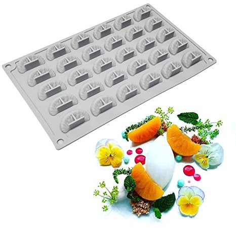 mostsom Stampo in silicone 3D a forma di fetta di mandarino, segmenti arancioni, frutta, fondente, pasta di gomma, stampo per glassa, decorazione per torte, cupcake, cioccolato, caramelle, resina,