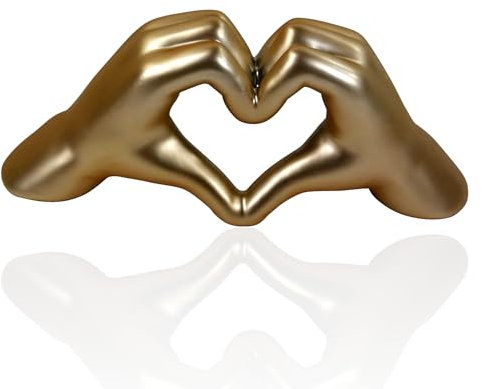 Elegante Keramikhand in Herzform – Stilvolles Deko-Element in Silber, Gold und Weiß für Wohnzimmer und Fensterbank (Gold matt)