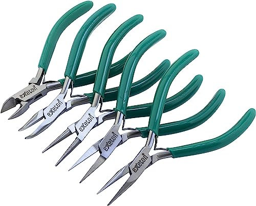 Exeton Jewelry Making Pliers Set, Professional Craft Pliers Tools, Green, 15cm