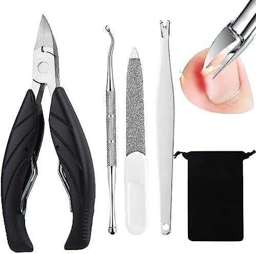 Nail Clipper Set, Toenail Clippers Professional Thick & Ingrown Toe Nail Clipper Long Handle Safety Ingrowing Toenail Kit for Thick or Ingrown Toenails