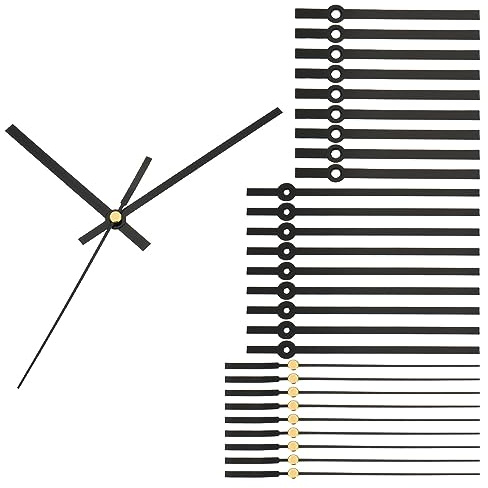 PATIKIL A06 - Orologio con lancette da parete, 10 set, meccanismo di movimento in alluminio, lancette di ricambio, colore: nero