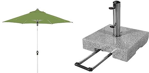 Doppler Sonnenschirm Push Up 220 Fresh Green Granit-Sonnenschirmständer mit Ausziehgriff 45kg