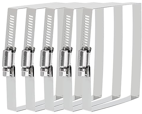 uxcell Rectangular Hose Clamps, 4 x 3 304 Stainless Steel Square Duct Pipe Clamp for Ducting, Securing Hose, Cable and Bridge Project Application, Pack of 5