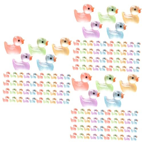 Yardwe 150stücke Miniatur Leuchtende Ente Deko Kunstharz Figuren Für Mini-gärten Aquarien Tischdekoration Robust Niedlich Transparent Für Landschaftsprojekte