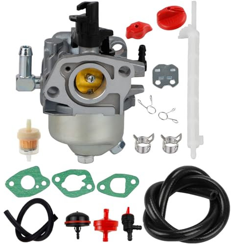 Hippotech 595785 Vergaser für Briggs 591154 592447 Schneefräse 208Cc 9,5 PS Serie Motor mit Kraftstofffilter Kraftstoffleitung Kit