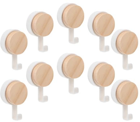 Cabilock 10Piezas Perchero Madera Pared, Ganchos Percheros de Madera, Colgadores Pared, Perchero Pared, Wooden Wall Hooks para Pared, Cocina, Sala de Estar, Dormitorio, Pasillo, Ropa, Sombreros