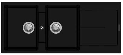 Fregadero de cuarzo reversible 116x50 cm con 2 cubetas y escurridor negro - Enigma D200
