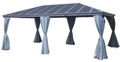 Hespéride - Pergola autoportante Belize Graphite 3,6 x 6m en Aluminium et Polycarbonate
