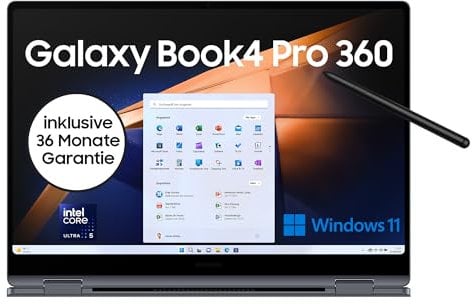 Samsung Galaxy Book4 Pro 360 Notebook, 16-Laptop, Intel Core Ultra 5, 16 GB RAM, 512 GB, Moonstone Gray, 3 Jahre Herstellergarantie [Exklusiv auf Amazon]