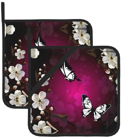 Presine a forma di farfalla, per barbecue, resistenti al calore, per cottura al forno, confezione da 2, colore: bianco e nero