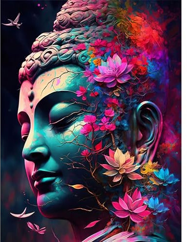 Lxmsja 5D Pintura Diamante Kit Buda, Diamond Painting Adultos Kit, Kit Pintura Diamante, DIY Diamond Painting Kit Completo Para Decoración De Pared Del Hogar 30x40cm