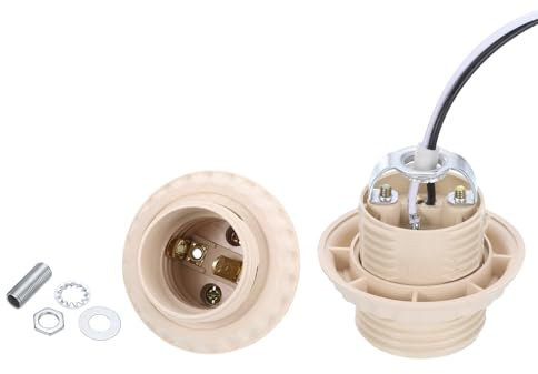 PATIKIL E27/E26 Lampenfassung, 2er Set Gewindehalterung mit 50 cm Kabel für den Austausch von Glühbirnen, Gelb