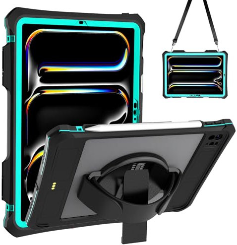 Coque étanche pour iPad Pro 11 uniquement iPad Pro 11 2024,protection d'écran intégrée avec sangle,support,porte-crayon,coque de protection intégrale robuste résistante aux chocs pour iPad Pro 11 2024