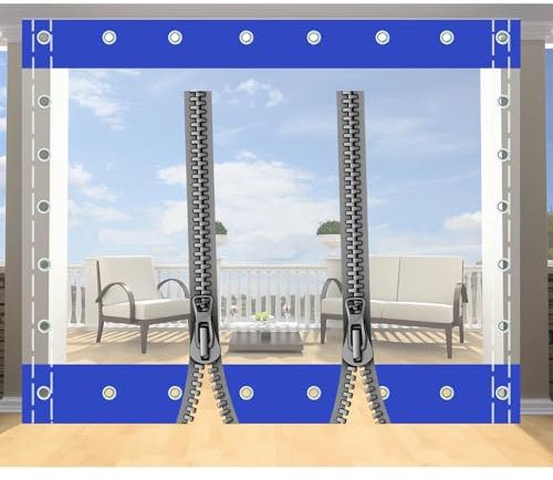 Rideau Exterieur Terrasse de 0,5 mm,Panneaux Latéraux de Pergola Transparent avec Zip,Rideau de Bâche D'extérieur Claire avec Œillets,pour Gazebo Porche (Hauteur x Largeur) 3,5x5m/11.48x16.4ft