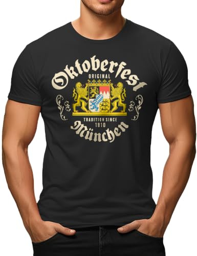 Original Oktoberfest München Trachten T-Shirt 2026 | Original Oktoberfest München 2026 Herren Trachten T-Shirt - Bayern - lizenziert durch die LHS München