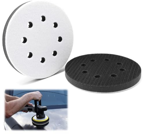Soft Sponge Interface Pad Sanding Pads, 2Pcs Sponge Polishing Buffing Pad Discs for Drill 125mm 8 Holes Hook Loop Impact Resistant Low Noise