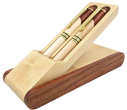 SEWACC Holzstift Und Tintenstift Set Mit Füllfederhalter Und Kugelschreiber Für Büromaterial Und Schule in Holzbox Verpackt