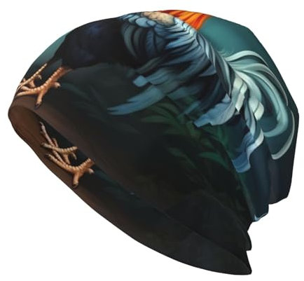 YYHWHJDE Bonnet tricoté tendance pour adulte - Bonnet décontracté pour le quotidien, les activités de plein air et les voyages - Motif coq et poules - Noir, Noir , Taille unique