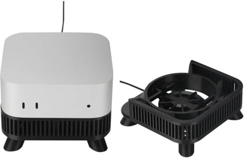 Cooling Base for Mac Mini M4/M4 Pro, Mini Laptop Cooling Pad Cooling Fan with Anti-slip Bracket Accessories (Black)