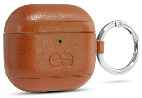Dreem Om Case Cover with Keychain Clip Compatible with AirPods 4 for Apple AirPods 4th Generation, Vegan Leather AirPod Case for Men & Women, Luxury Earbuds Accessory for iPhone - Caramel