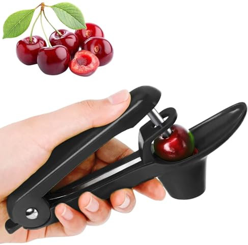 Cherry Pitter, Cherry Stoner Remover with Stainless Steel Rod, Portable Cherry Pitter Tool, Fruit Cherries Seed Corer, Cherry Pitter or Stoner for Hawthorn Cherrystone Plum (Black)