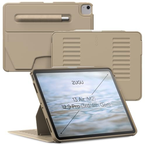 Zugu Case per iPad Air 13 M3 2025 e M2 2024 e 12,9 (3a/4a generazione), custodia protettiva sottile con ricarica e archiviazione Apple Pencil, accensione e spegnimento automatico, angoli di