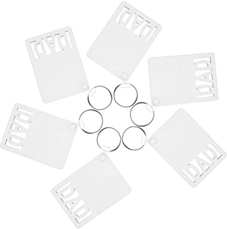 SEWACC 6 Pièces porte-clés fête des mères Outil Multi-fonction blancs de fête des pères porte-clés de voiture badge fathers day present ébauches de sublimation papa signe porte-clés en bois