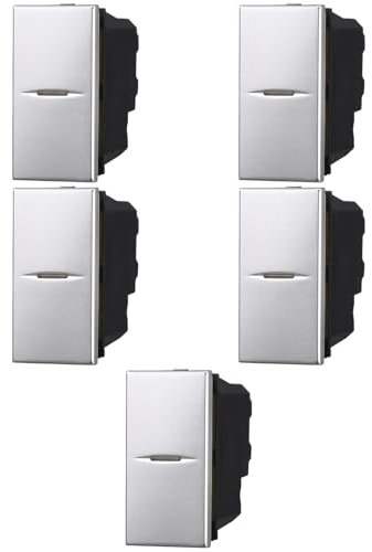 5x Invertitore 16A, Moduli grigi, grigio, Compatibile Con BTicino Axolute, frutti, interruttori, pulsanti, deviatori, dimmer, sensori, PIR, buzzer, Per Placche originali e compatibili