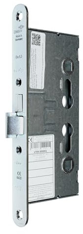 Bever BMH Sicherheits FH Türschloss/Stahltürschloss/Einfallenschloss, Dornmaß 65mm, Entfernung: 72mm, Stulp: 24x235mm abgerundet, DIN Links/Rechts verwendbar, incl. SN-TEC Montageset