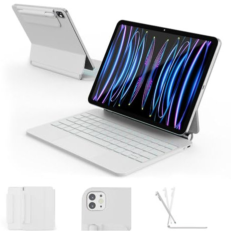 RAYMCRAFT per iPad Air 11 (M3 2025 / M2 2024) e iPad Pro 11 (1a/2a/3a/4a generazione), tastiera magica per Air 4/5 11, tasti retroilluminati a molla, superficie antimacchia, trackpad multi-touch