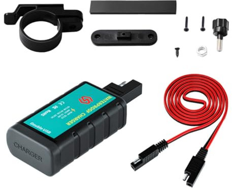 POPETPOP 1Satz Dual USB Ladegerät mit SAE und Wasserdichter Abdeckung Kabel für Telefon GPS Schnelles Laden für Geräte Gleichzeitig