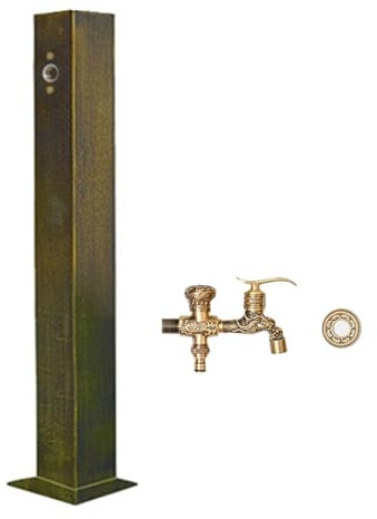 YUE JJXN Fontana Giardino Quadrata in Acciaio Inox 304, Fontanella da Giardino, Rubinetti da Esterno da Esterno, per Cortile, Fattoria, Prato(65x8cm/26x3in)