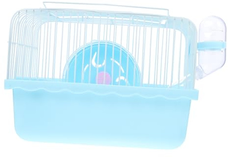 CVUTOVO Tragbarer Hamsterkäfig Einlagiges Haustierhaus Mit Laufrad Und Wasserspender Kleiner Blauer Käfig Für Hamster Chinchillas Und Zwerghamster Sicherer Nagerkäfig Für Unterwegs