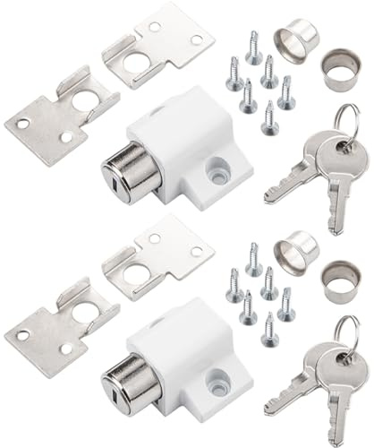 Cerradura de puerta corrediza de vidrio de 2 piezas, cerraduras de ventana corrediza de aluminio espacial con llaves para cerradura de puerta de gabinete de vidrio