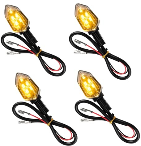 4 Stück Motorrad LED Blinker 12V mit E Nummer – Mini 5 LED Blinker M8, E-Mark E24 Geprüft, IP65 Wasserdicht, Universal Blinkerlicht für Motorrad, Moped, Scooter, Quad, Motocross – Robustes Design