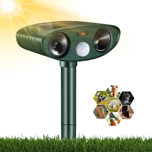 Katzenschreck Ultraschall,Solar Tiervertreiber Katzenabwehr, Ultraschall Abwehrmittel Hundeschreck Marderschreck mit Bewegungsmelder für Katzen, Hunde, Mäuse,Vögel, Marder