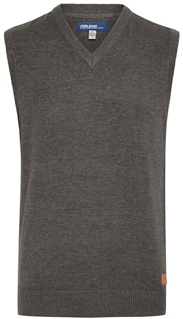 Blend Larsson Herren Pullunder Strickweste Feinstrick mit V-Ausschnitt, Größe:XL, Farbe:Pewter Mix (70817)