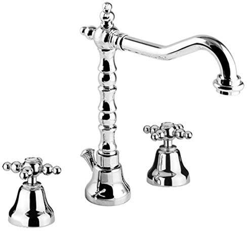 Casa Padrino Jugendstil Retro Waschtisch-Dreilochbatterie Silber - Luxus Badezimmer Waschtischarmatur