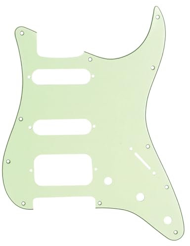 Musiclily Pro 11 Löcher Round Corner HSS Strat Schlagbrett Gitarren Pickguard mit 2 Schrauben Humbucking Pickup Mount für Fender American/Mexican Stratocaster E-Gitarre,3 lagig Mint Green