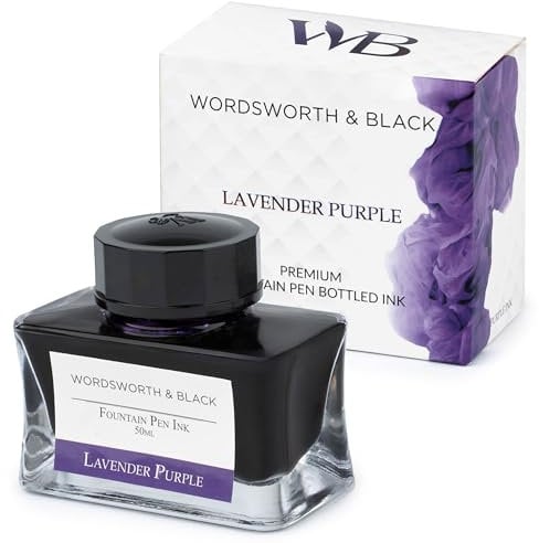 Wordsworth and Black Fountain Pen Ink Bottle (50 ml) Premium Luxury Edition, [Lavender Purple] Fountain Pens Bottled Ink; Classic Designed Bottle Smooth Flow 50 ml
