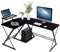 COSTWAY L-Förmiger Computertisch aus Holz, Eckschreibtisch mit mit Monitorständer & Ablagefach, platzsparender Schreibtisch für Büro, Arbeitszimmer, Schlafzimmer, 147 x 112 x 79cm (Schwarz)