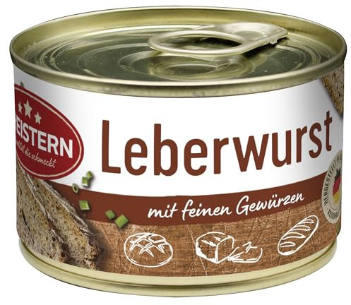 DREISTERN Leberwurst 160g I Mit Schweinefleisch & Gewürzen I Herzhafte Spezialität in recyclebarer Konservendose I Lange Haltbarkeit dank natürlicher Konservierung I Hausmacher Qualität