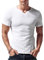 Hombres Ajustado Manga Short Henley Camiseta Casual Cuello Pico Camisetas Algodón T2307 Blanco Medium