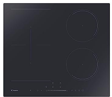Candy CTPS64SCTTWIFI - Placa de inducción, control deslizante mono, 4 zonas de cocción, WiFi, sin marco, cristal negro, 52 x 59 x 6 cm