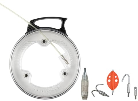 Fish Tape, Glow Fish Tape Kit mit 7,8 m Fiberglasband, beleuchteter Fischrutenspitze und Fischrutenaufsätze, 6-teiliges Klein Tools 80050