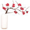 LEMCC Ramo di fiori di ciliegio artificiali alti 87 cm, fiori di ciliegio rossi finti con lunghi steli per giardino, casa, matrimonio, festa, decorazione, vaso non incluso