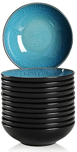 Kombiservice Steinzeug, vancasso BUBBLE 12 teiliges Suppenteller aus Steingut, Tellerset 950ml, für 4-12 Personen