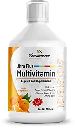Ultra Multivitamin Liquid 500 mL, 51 Active Ingredients, Advanced Vitamin Superfood Greens Blend with CoQ10, Lutein and Biotin, Supports Brain and Cardiovascular Health, Men and Women, 33 Days Supply